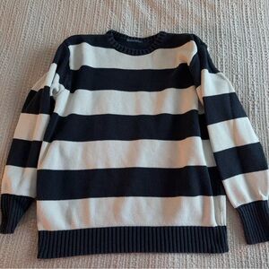 Brandy Melville Navy and Cream Striped Sweater